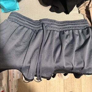 Champion Black Shorts with Gray Waistband and Interior Logo